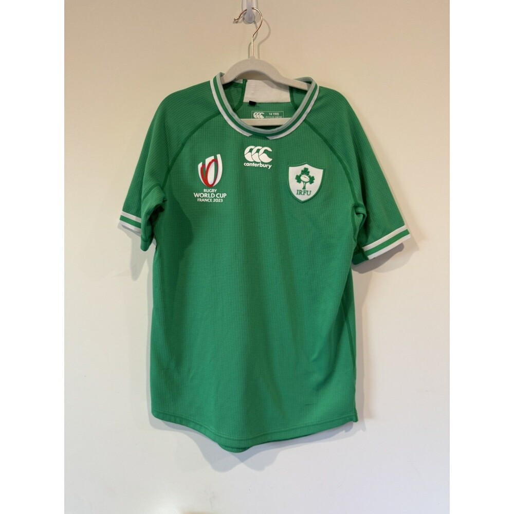 Canterbury Ireland IRFU 2023 Kids' Size 14 Home Pro World Cup Jersey Rugby EUC
